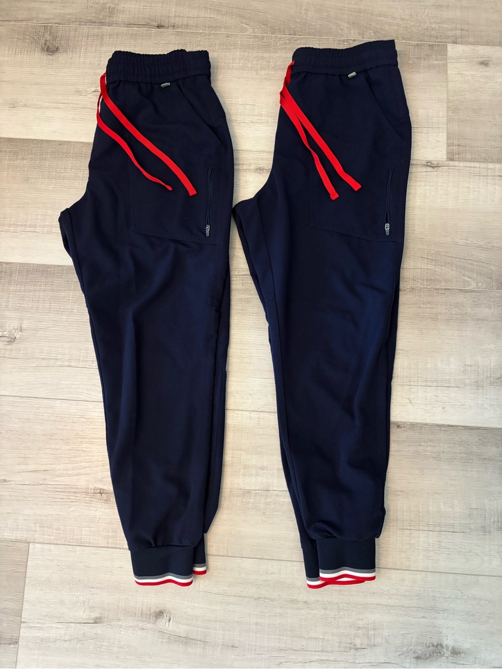 Mediclo Sustainable Jogger Scrub Pants Bundle of 2 Navy Red Trim Size Medium